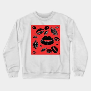 Kisses All Over (Black & Red) Crewneck Sweatshirt